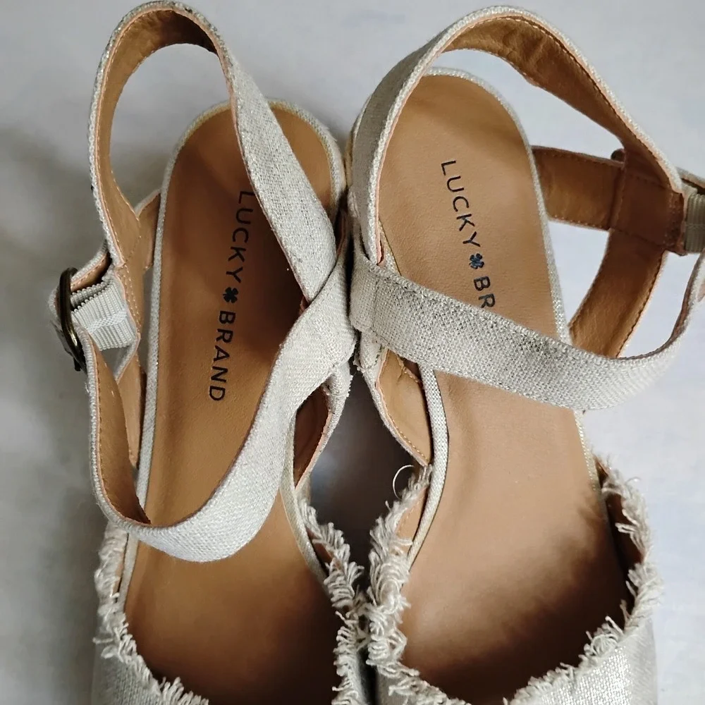 Lucky Brand Sandals 9.5 Mindra‎ Espadrille Wedge Beach Boho Resort